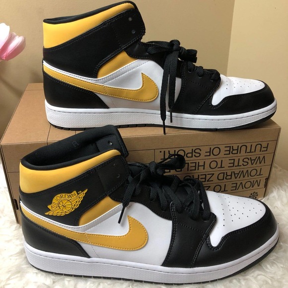 Nike Other - Nike Air Jordan 1 Mid Pollen Black White 554724-177 Men's 16